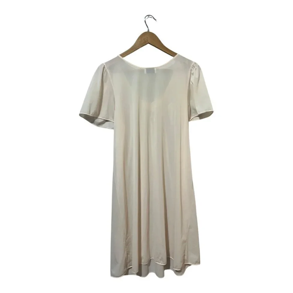 Vintage Vanity Fair Nighty Slip Dress Light Pink Satin Nightgown USA Medium